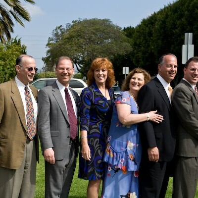 Cousins reunited -- From left:  Fred Grunewald, Tom Koppel, Peggy Ratner (nee Grunewald), Jeanny Davidow (nee Koppel), Ralph Grunewald, and Steven Koppel -- May 2008, Los Angeles, CA