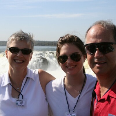 From left:  Marilyn (nee Prooth), Emily & Ralph Grunewald -- 2008, Iguazu Falls, Argentina