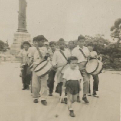 Niko leading a desfile -- ca. 1953, Guayaquil