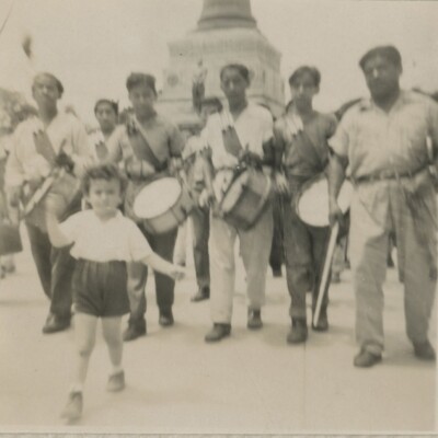 Niko leading a desfile -- ca. 1953, Guayaquil