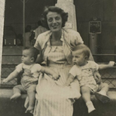 Ilse Grunewald with Niko Sifnaghel (left) and her son, Fred -- ca. 1951, Guayaquil