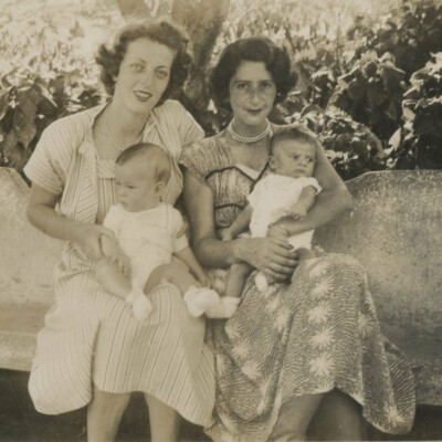Ilse Grunewald holding her son, Fred and Gerda Sifnaghel holding her son, Niko -- ca. 1951, Guayaquil