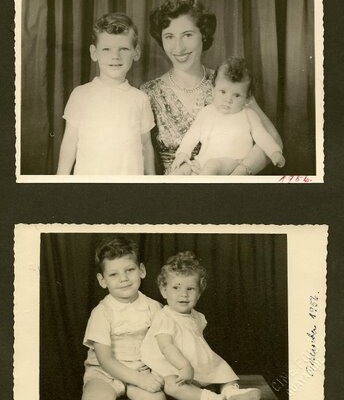 Edith Koppel (nee Wellisch) with her children, Tom and Jeanny -- 1956, Guayaquil