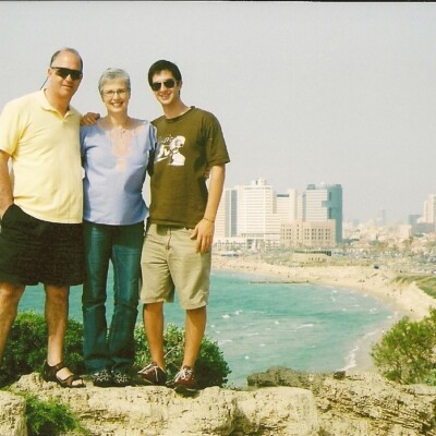From left:  Ralph, Marilyn & Jonathan Grunewald -- 2009, Tel Aviv-Jaffa