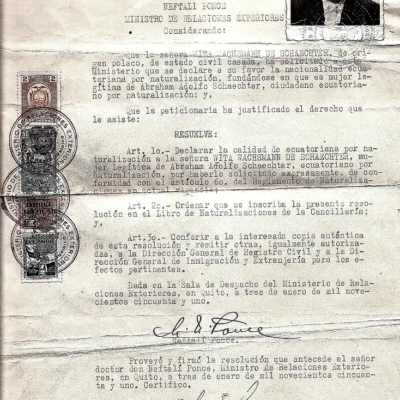 Elio Schaechter' mother's naturalization