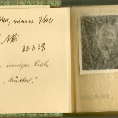 John & Magda Koppel album for daughter, Ilse -- Typical two-page layout with see-through dividing page