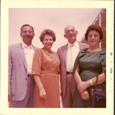 From left: Helmut and Else Wellisch (nee Deller) and John and Magda (Moschi) Koppel (nee Partos) -- 1962, Playas
