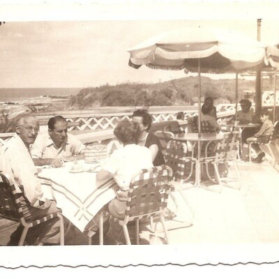 Playas -- On the Humboldt Hotel's terrace. Looking toward the camera, Bruno Mortiz.
