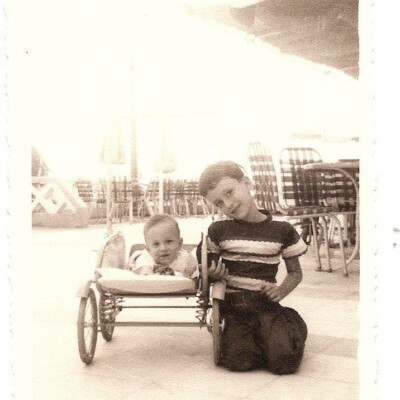 Playas -- My brother, Michael, and me on the Humboldt Hotel's terrace.
