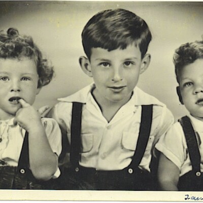 Peggy Grunewald, Fred Grunewald, and Tom Koppel (cousins) -- 1955, Guayaquil
